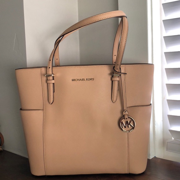 michael michael kors jet set travel large leather tote